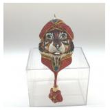 SIGNED BLOW GLASS LION HEAD ORNAMENT