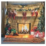 CHRISTMAS FIREPLACE SHOWER CURTAIN