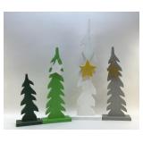 4 PAINTED WOOD CHRISTMAS TREES