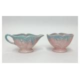 VTG BLUE & PINK FLORAL CERAMIC CREAMER & SUGAR