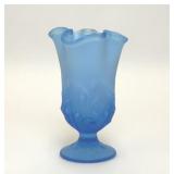 FENTON GLASS BLUE SATIN LILY OF THE VALLEY VASE