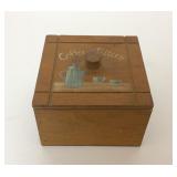 VTG WOODEN COFFEE FILTER STORAGE BOX HANDPAINTED