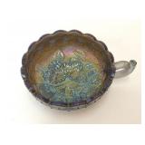 IMPERIAL PANSY SMOKE CARNIVAL GLASS NAPPY BOWL