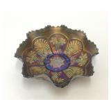 FENTON PEACOCK & GRAPE CARNIVAL GLASS BOWL