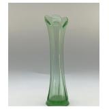 APPLE GREEN SWUNG VASE 9" EAPG