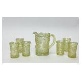 VTG UV CARNIVAL GLASS MINIATURE CHILDS PITCHER SET