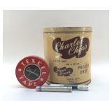 VTG TINS, CHARLES CHIPS, TEXCEL TAPE, CIGAR TUBES