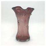 DARK PURPLE FREE FORM HANDBLOWN ART GLASS VASE
