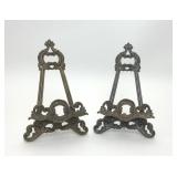 PAIR OF VTG ORNATE BRONZE TABLETOP EASELS