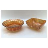 PAIR OF CARNIVAL MARIGOLD BOWLS