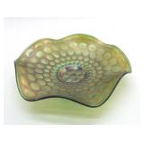 FENTON STIPPLED COIN DOT CARNIVAL BOWL 8"