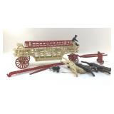 25" CAST-IRON HORSE DRAWN, FIRE TRUCK