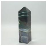 MULTICOLORED BANDED AGATE CRYSTAL TOWER