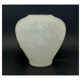 VTG TIFFIN GLASS SATIN FROSTED POPPY VASE