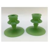 ANTIQUE JADEITE CANDLESTICKS