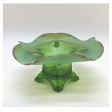 NORTHWOOD GREEN LEAF CHALICE FOOTED BOWL