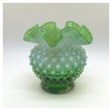 FENTON GREEN DOUBLE RUFFLE ROSE BOWL