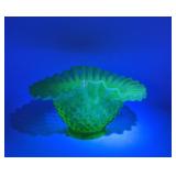 FENTON URANIUM GLASS OPALESCENT HOBNAILBOWL