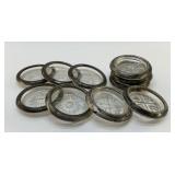 CRYSTAL AND SILVER PLATE COASTER SET
