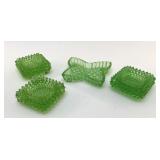 4 PCS GREEN DEPRESSION GLASS