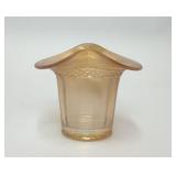VTG MARIGOLD CARNIVAL GLASS TOP HAT VASE
