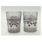 PAIR OF EAPG NORTHWOOD CHERRY CABLE GLASS TUMBLERS