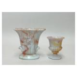 AKRO AGATE CREAMSICLE SLAG GLASS VASE & TOOTHPICK