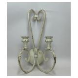 VTG DISTRESSED WHITE WROUGHT IRON CANDLE SCONCE