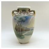 NIPPON HAND PAINTED LANDSCAPE VASE