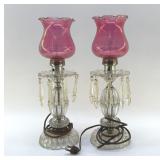 1930S CRYSTAL BEDSIDE LAMPS