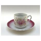 1890S VICTORIAN CABBAGE ROSE MUSTACHE CUP