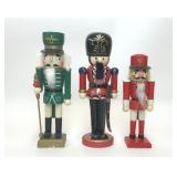 3 VTG WOODEN SOLDIER GUARD NUTCRACKERS