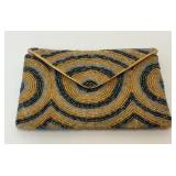 GEOMETRIC SEED BEADED ENVELOPE CLUTCH PURSE