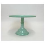 GREEN JADEITE GLASS PEDESTAL CAKE STAND