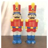 PAIR BLOW MOLD CHRISTMAS TOY SOLDIER DECORATIONS