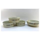 3 HALLS CASSEROLES, MIXING BOWL BLUE BOQUET