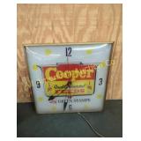 ANTIQUE COOPER FEEDS AND S&H GREEN STAMP PAM CLOCK