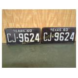 PAIR 1960 TEXAS LICENSE PLATES