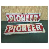 2 VINTAGE PIONEER METAL SIGNS