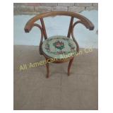 ANTIQUE CHAIR WITH NEEDLE POINT SEAT
