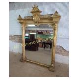 ANTIQUE ORNATE VICTORIAN GILT OVER MANTLE MIRROR