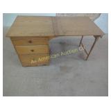 ANTIQUE OAK DROP SIDE SEWING CABINET