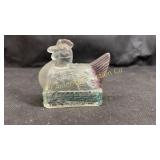 Vintage glass setting hen candy container
