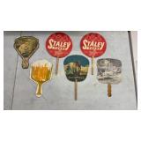 Six vintage cardboard fans