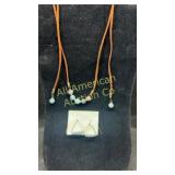 Modern southwestern style suede & bead necklace &