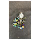 Unique Tino beaded band watch, not running, probab