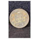 1920 M 50 Centavos Mexico coin, .720 silver, 8.2gm