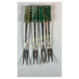 Four sterling and Jade relish forks, Mexico