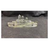 Vintage glass battleship candy container