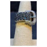 Victorian inspired sterling belt buckle ring